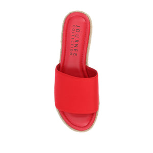 ROSEY ESPADRILLE WEDGE HEELED SLIDE SANDALS - Red