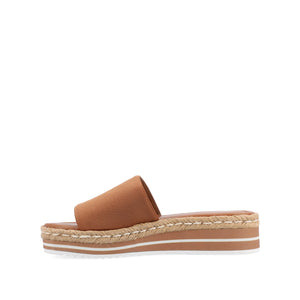 ROSEY ESPADRILLE WEDGE HEELED SLIDE SANDALS - Tan