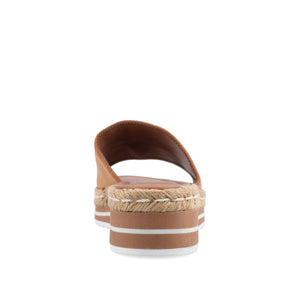 ROSEY ESPADRILLE WEDGE HEELED SLIDE SANDALS - Tan