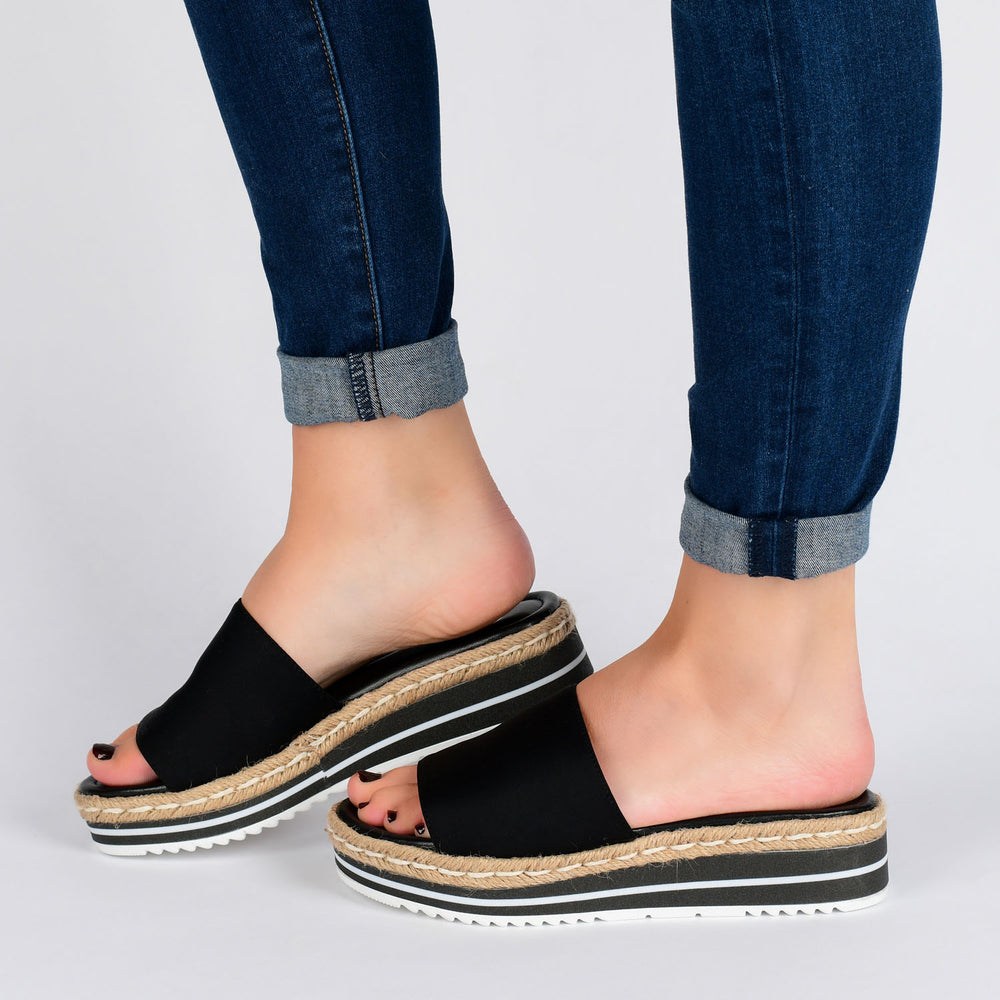 ROSEY ESPADRILLE WEDGE HEELED SLIDE SANDALS