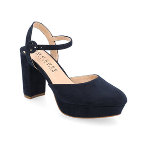 ROSLYNN PLATFORM HEELS IN WIDE - Navy Nubuck