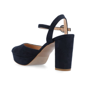 ROSLYNN PLATFORM HEELS IN FAUX SUEDE - Navy Nubuck