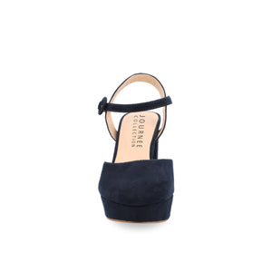ROSLYNN PLATFORM HEELS IN WIDE - Navy Nubuck