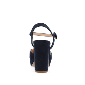 ROSLYNN PLATFORM HEELS IN WIDE - Navy Nubuck