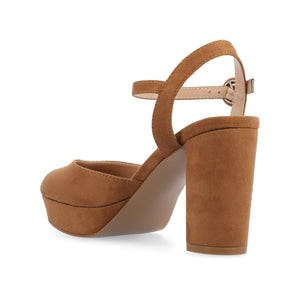 ROSLYNN PLATFORM HEELS IN FAUX SUEDE - Tan