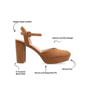 ROSLYNN PLATFORM HEELS IN FAUX SUEDE - Tan