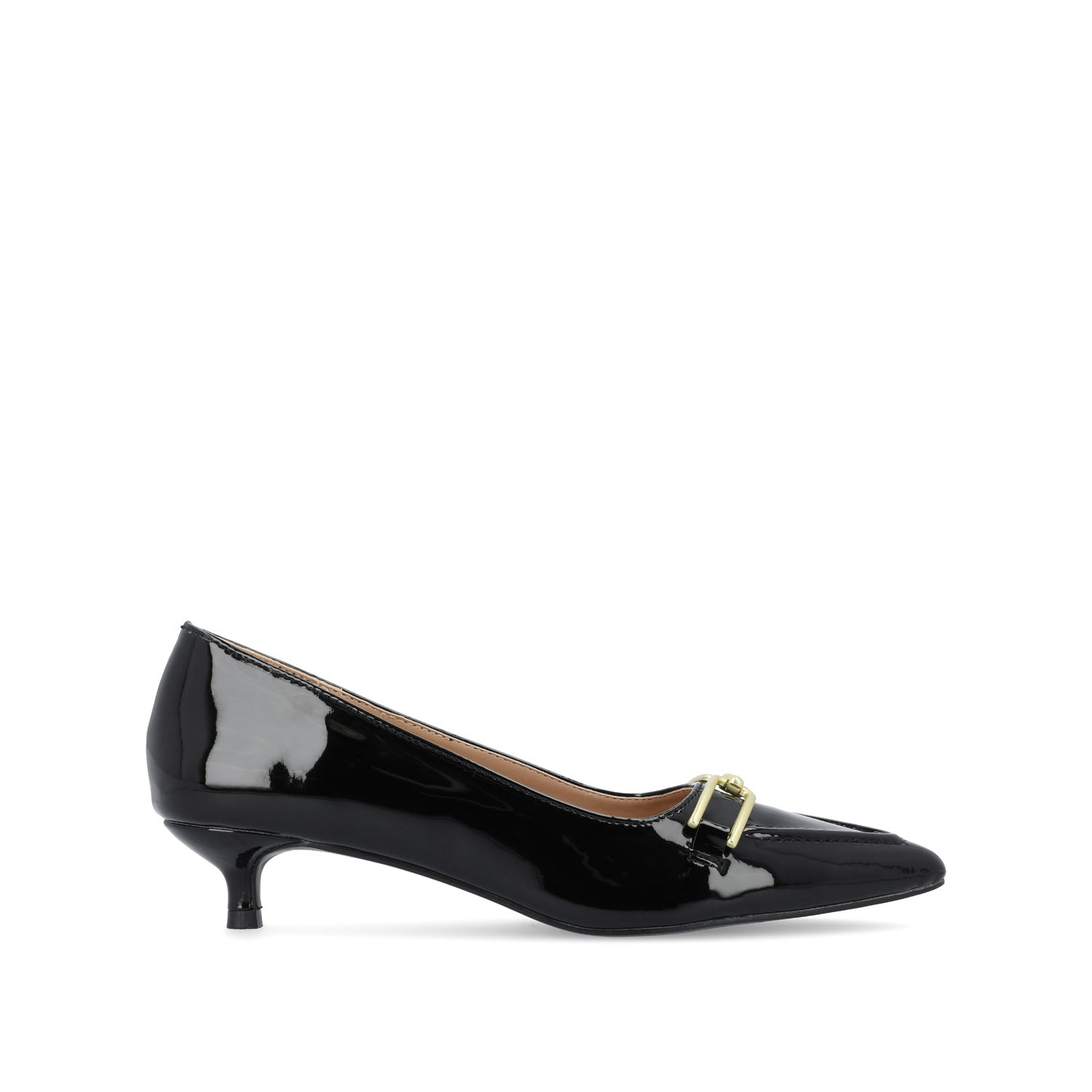 RUMI POINTED TOE KITTEN HEELS IN PATENT - Black