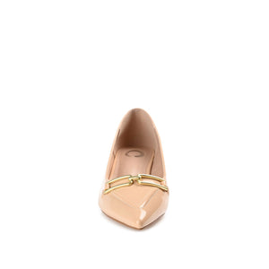 RUMI POINTED TOE KITTEN HEELS IN PATENT - Nude