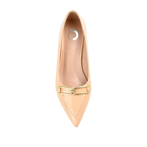 RUMI POINTED TOE KITTEN HEELS IN PATENT - Nude