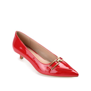 RUMI POINTED TOE KITTEN HEELS IN PATENT - Red