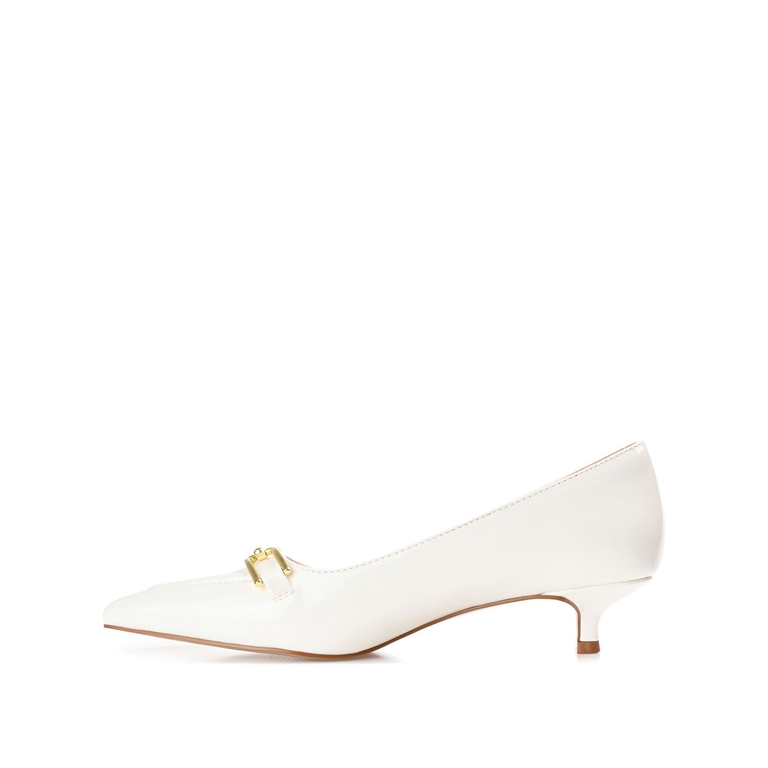 RUMI POINTED TOE KITTEN HEELS IN WIDE - White