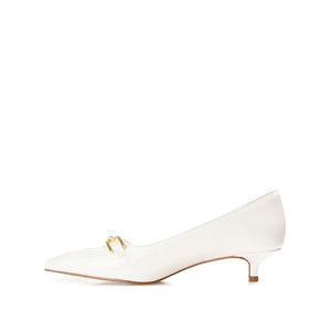 RUMI POINTED TOE KITTEN HEELS IN WIDE - White