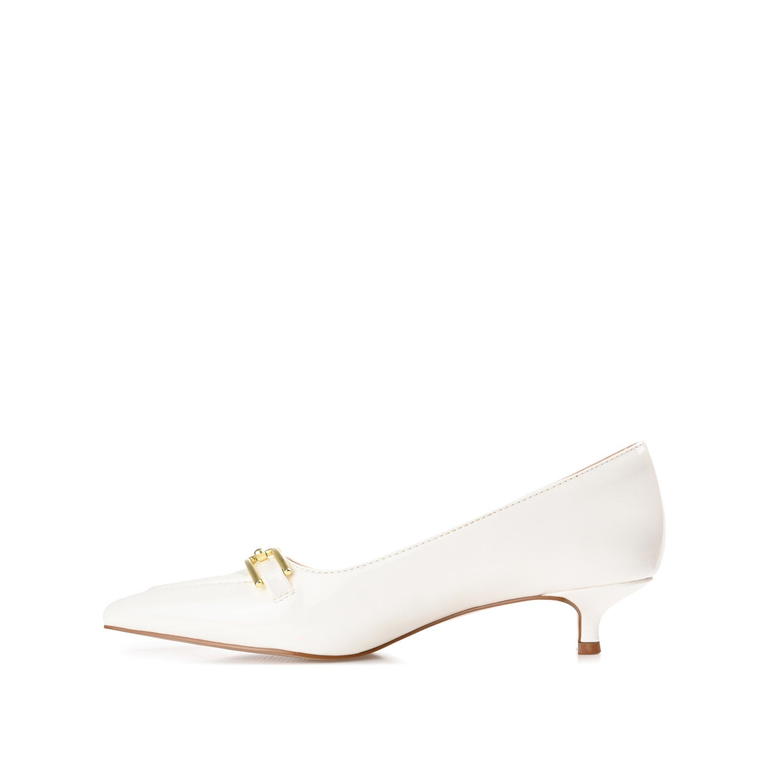 RUMI POINTED TOE KITTEN HEELS IN PATENT - White