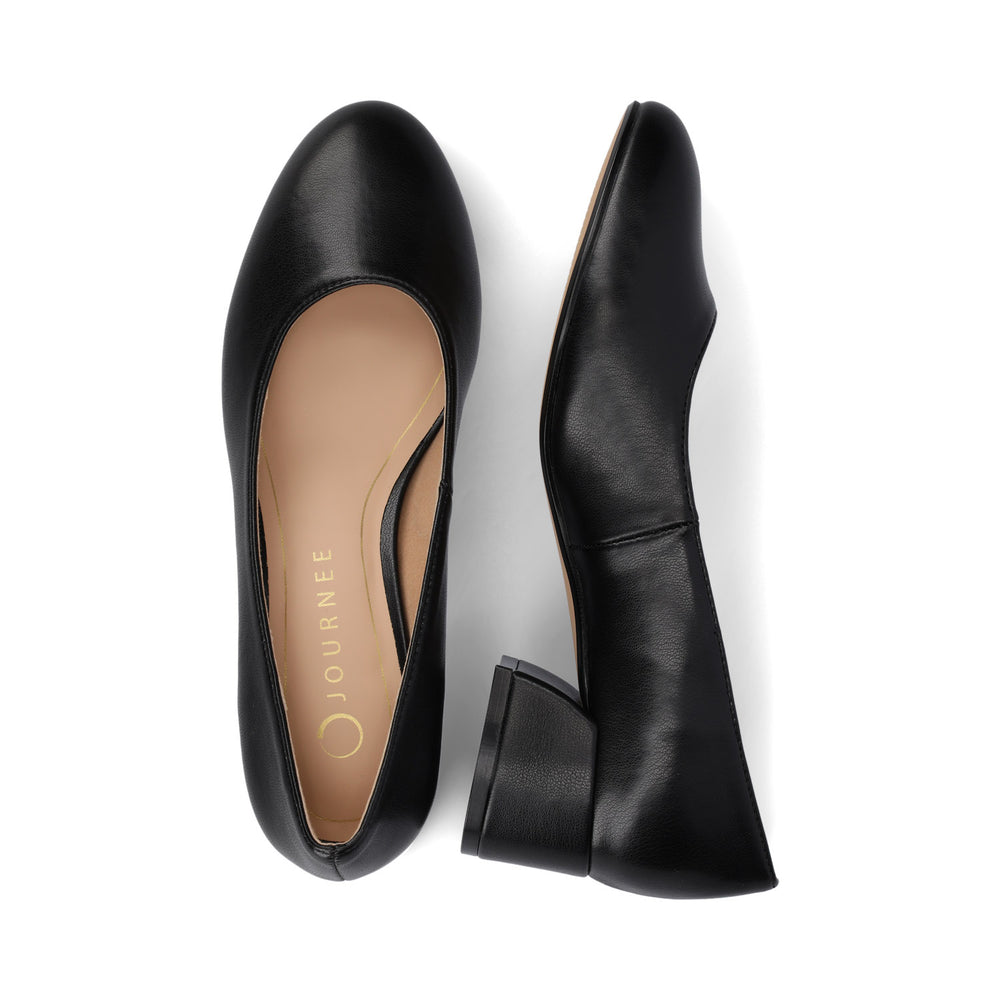 SAARII BLOCK HEEL PUMPS IN FAUX LEATHER