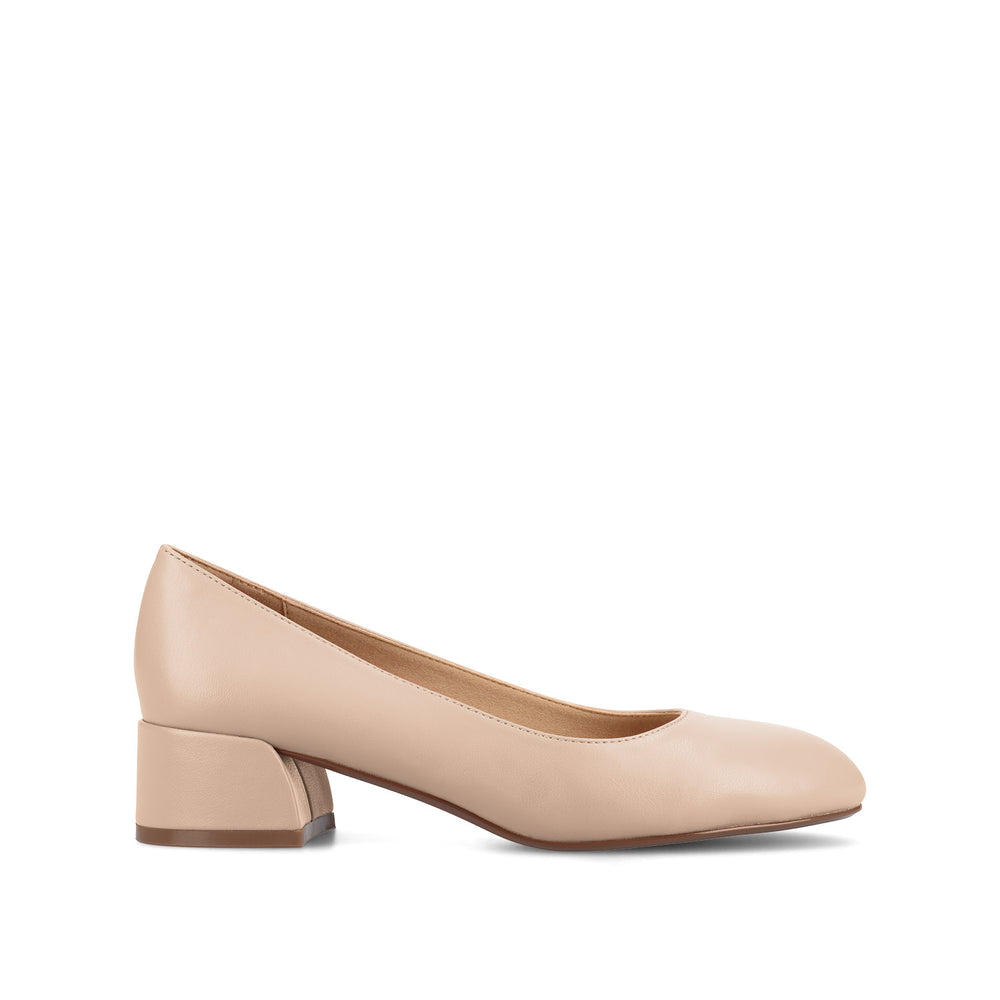 SAAR II BLOCK HEEL PUMPS IN FAUX LEATHER