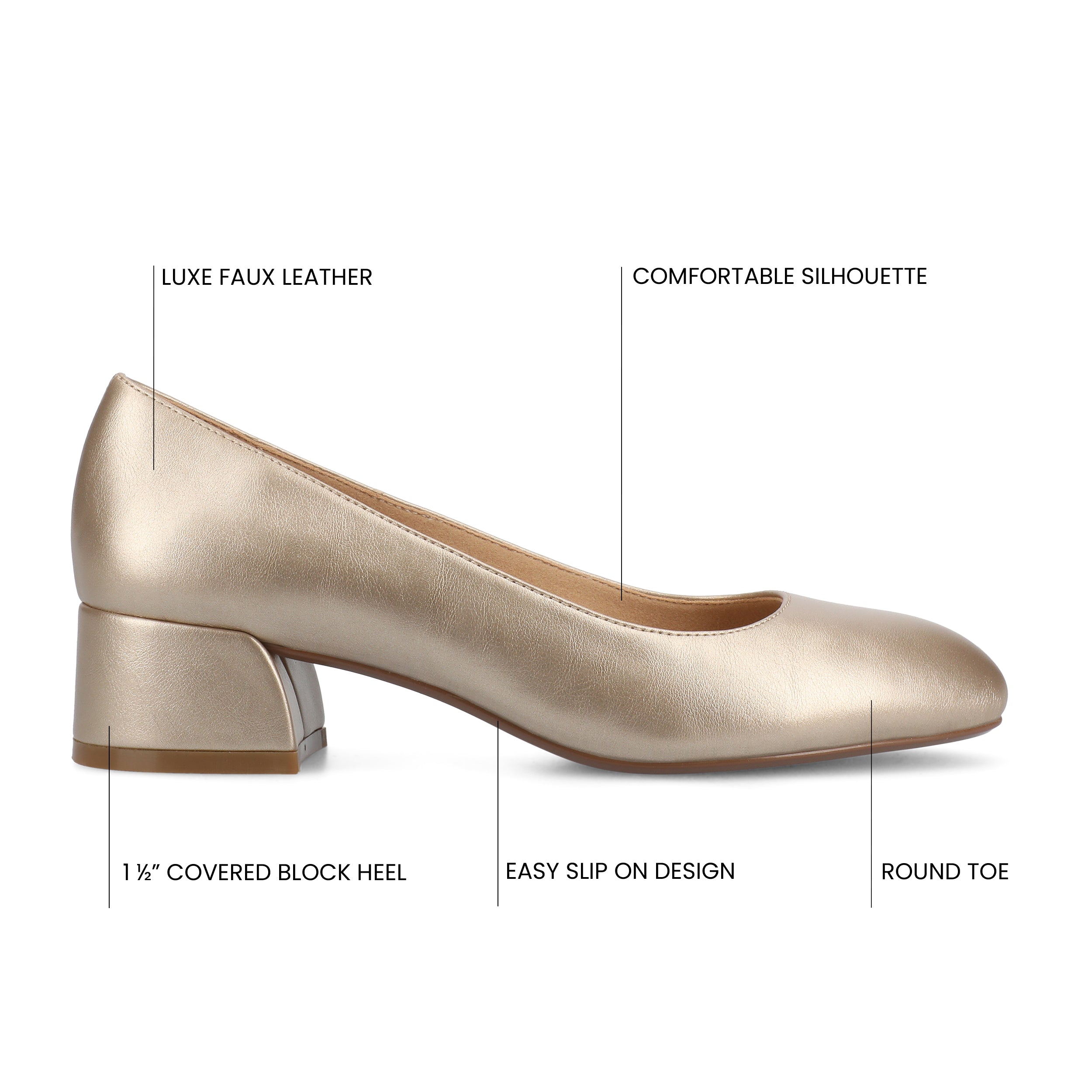 SAAR II LOW PUMP HEELS IN PATENT - Gold PU