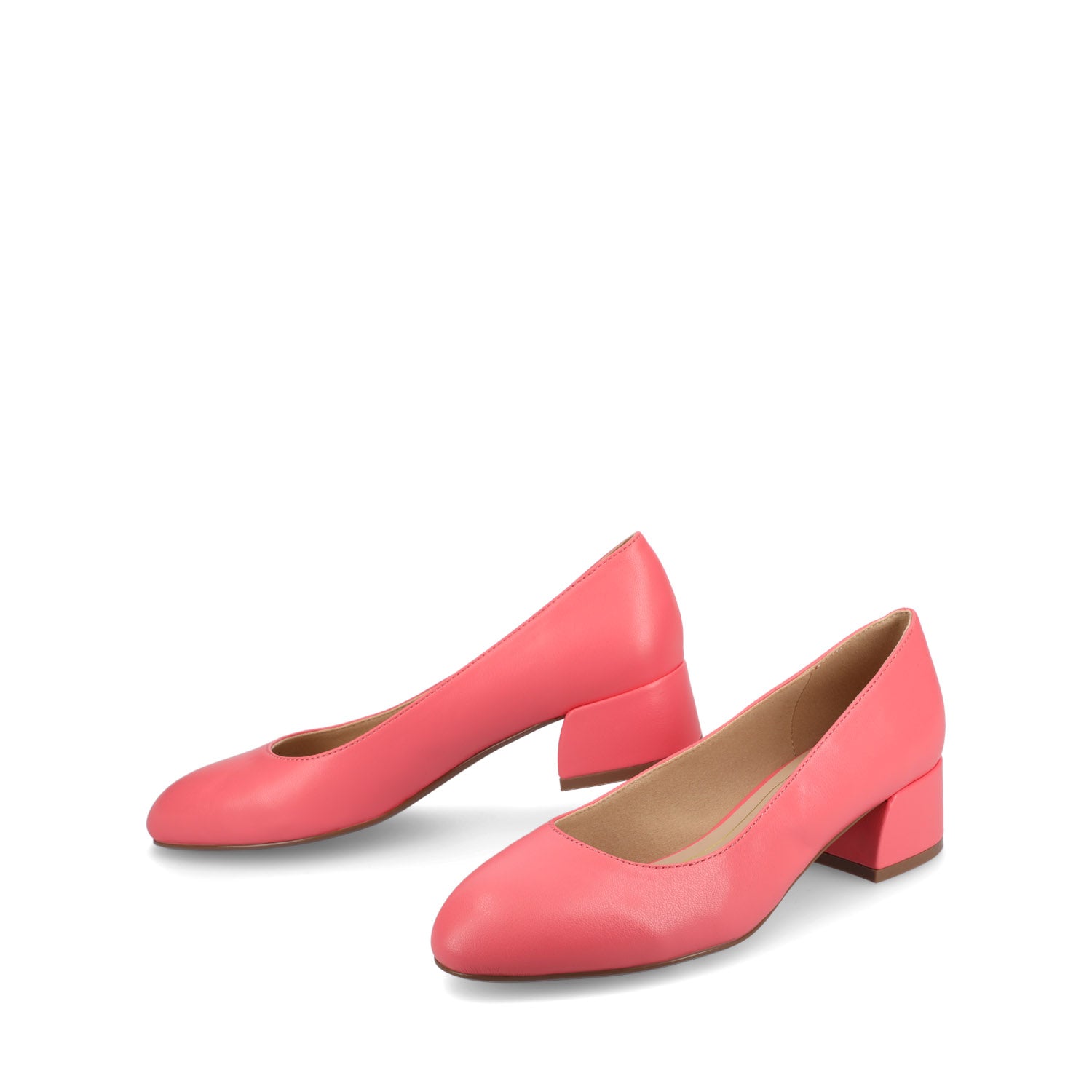 SAAR II BLOCK HEEL PUMPS IN VEGAN LEATHER - Coral PU