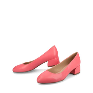 SAAR II BLOCK HEEL PUMPS IN VEGAN LEATHER - Coral PU