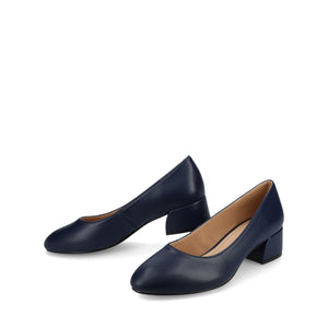 SAAR II BLOCK HEEL PUMPS IN VEGAN LEATHER - Navy PU