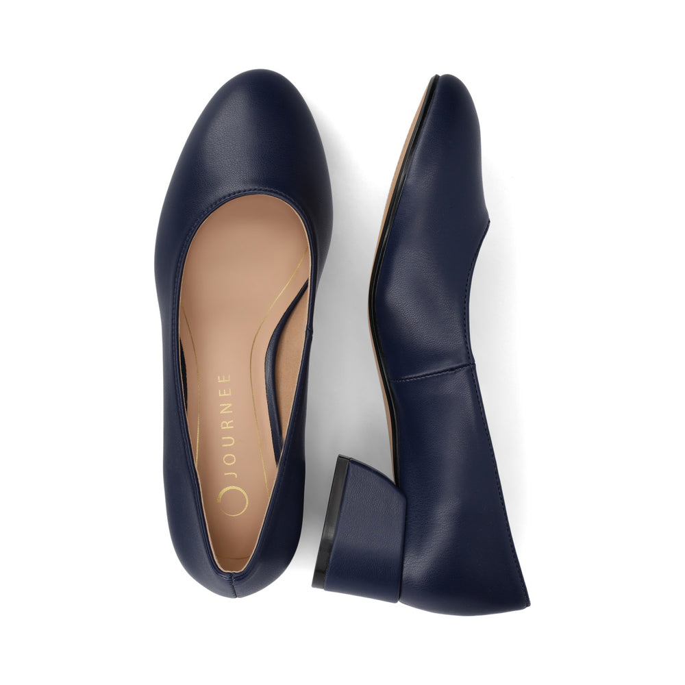 SAARII BLOCK HEEL PUMPS IN FAUX LEATHER