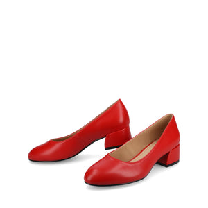 SAAR II BLOCK HEEL PUMPS IN VEGAN LEATHER - Red PU