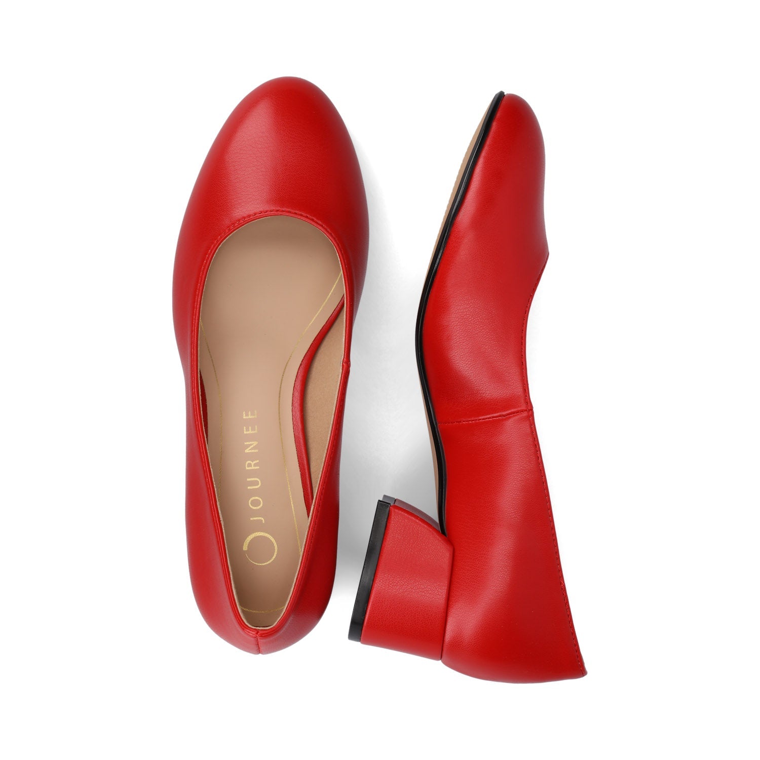 SAAR II BLOCK HEEL PUMPS IN VEGAN LEATHER - Red PU