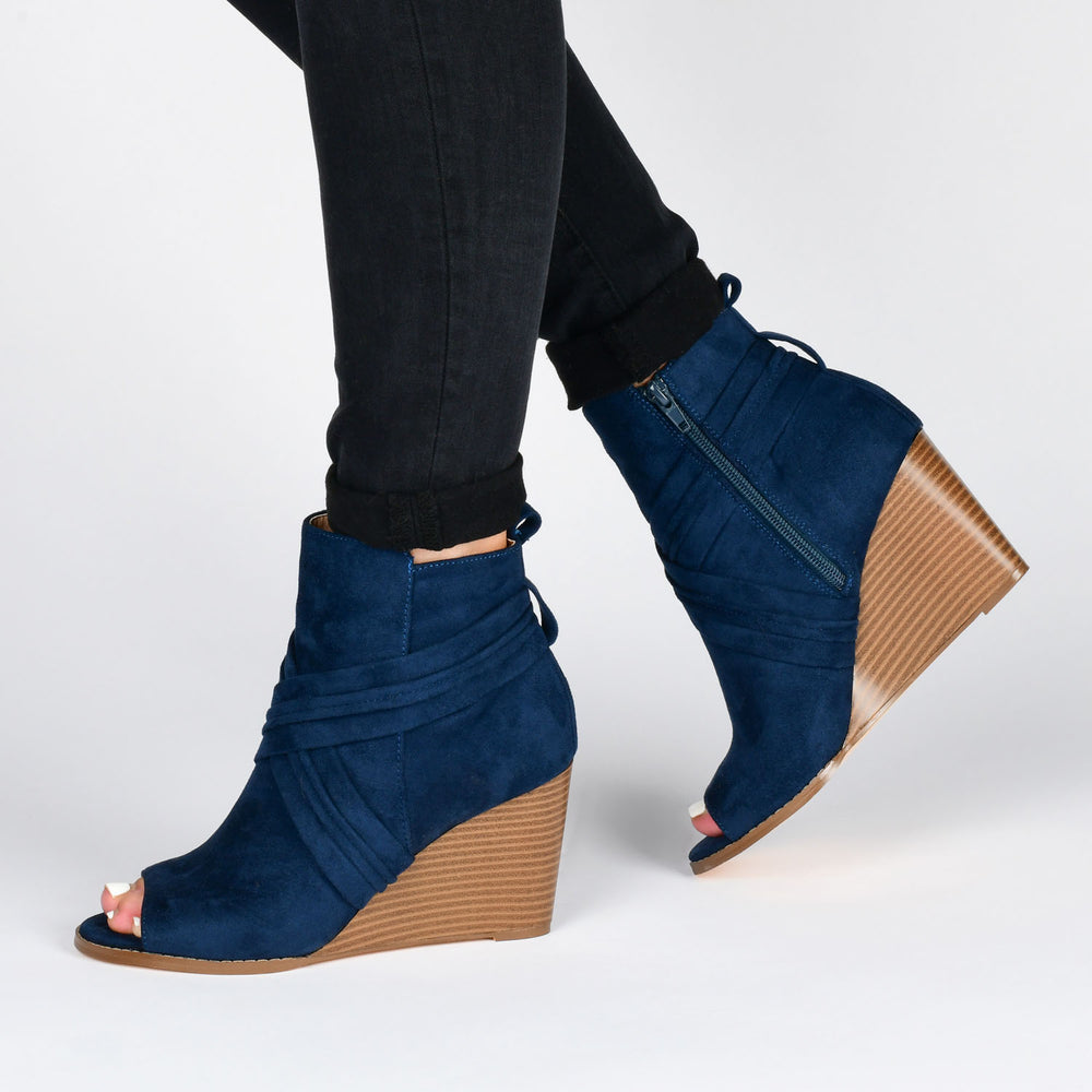 SABEENA WEDGE HEELED BOOTIE IN FAUX SUEDE