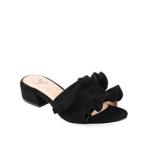 SABICA MULE BLOCK HEELS IN FAUX SUEDE