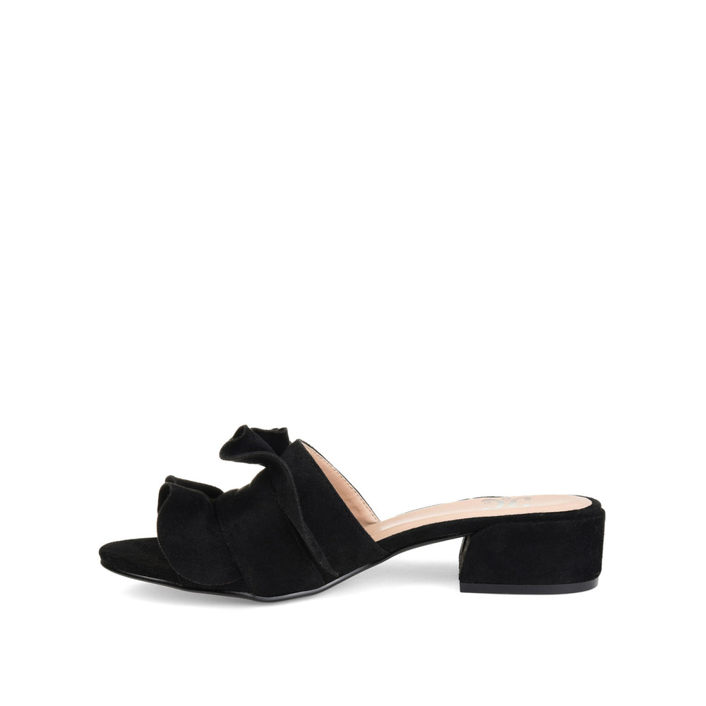 SABICA MULE BLOCK HEELS IN FAUX SUEDE