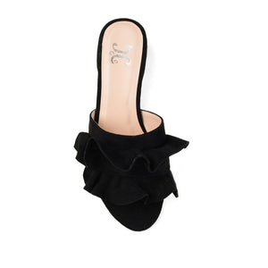 SABICA MULE BLOCK HEELS IN FAUX SUEDE - Black