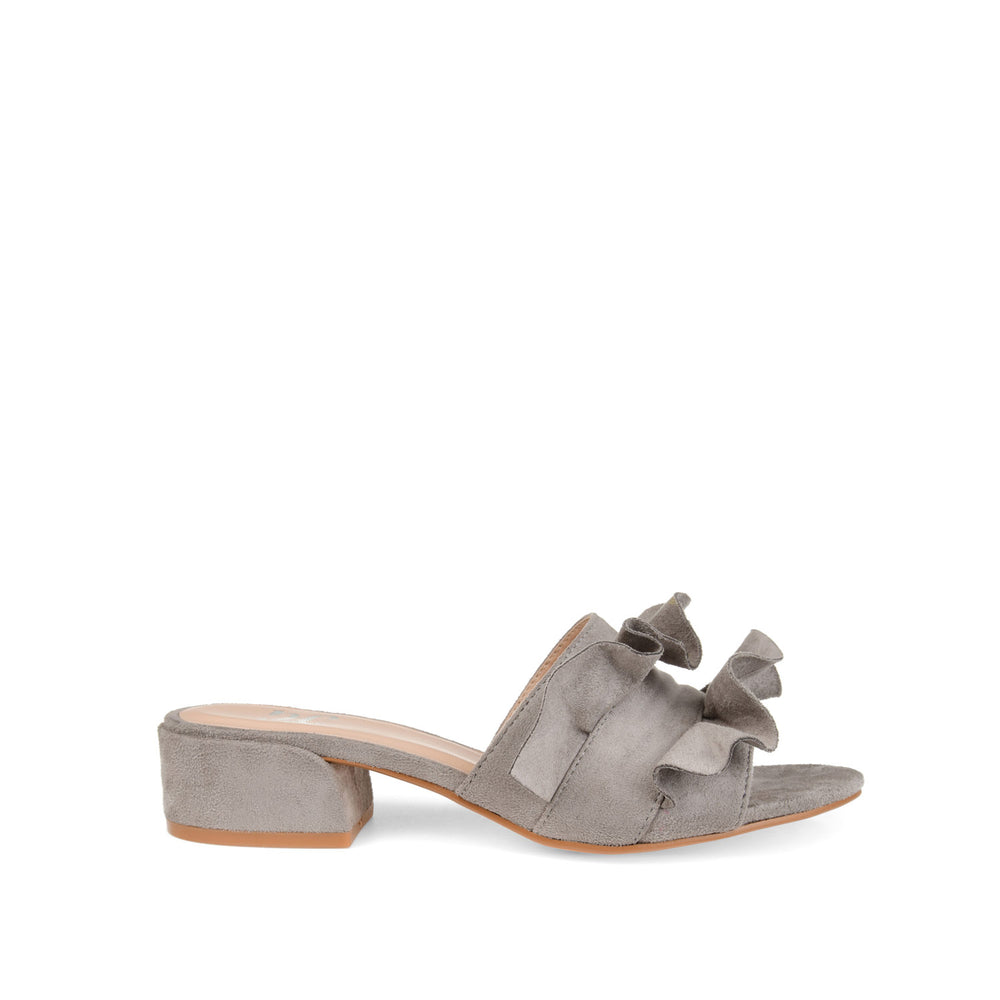 SABICA MULE BLOCK HEELS IN FAUX SUEDE