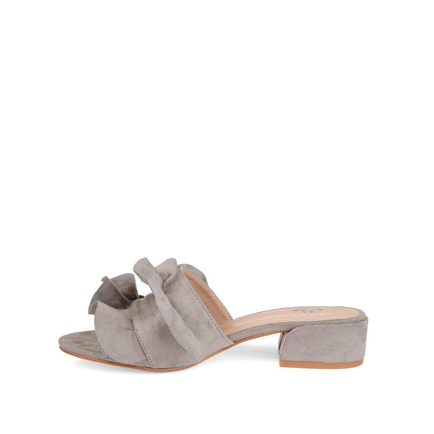 SABICA MULE BLOCK HEELS IN FAUX SUEDE - Grey