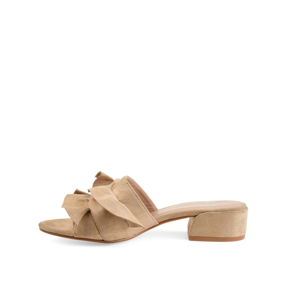 SABICA MULE BLOCK HEELS IN FAUX SUEDE