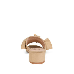 SABICA MULE BLOCK HEELS IN FAUX SUEDE - Nude