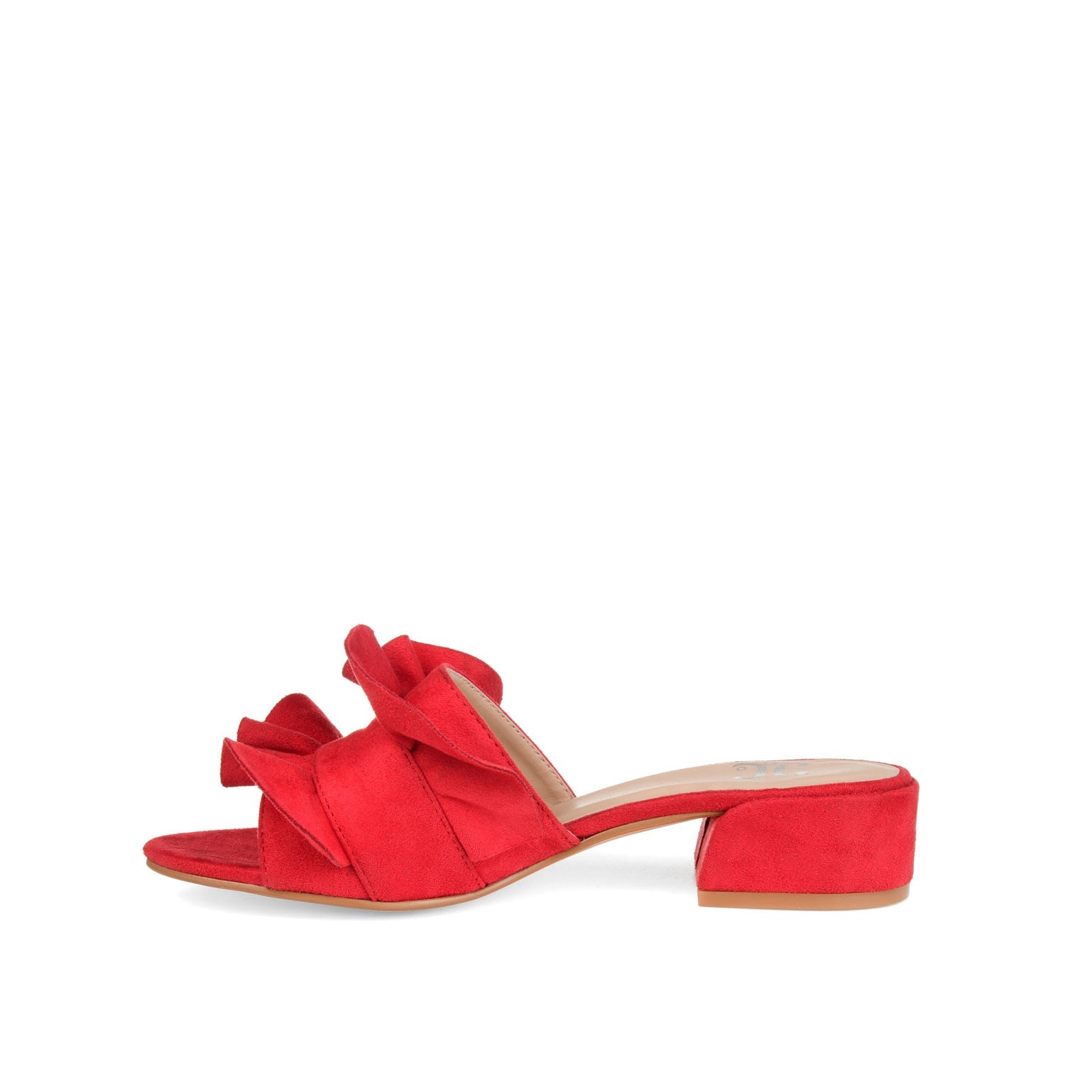 SABICA MULE BLOCK HEELS IN FAUX SUEDE - Red