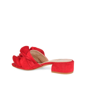SABICA MULE BLOCK HEELS IN FAUX SUEDE