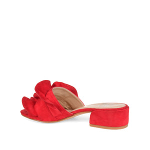 SABICA MULE BLOCK HEELS IN FAUX SUEDE - Red