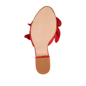 SABICA MULE BLOCK HEELS IN FAUX SUEDE - Red