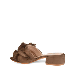 SABICA MULE BLOCK HEELS IN FAUX SUEDE - Taupe