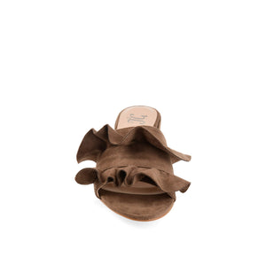 SABICA MULE BLOCK HEELS IN FAUX SUEDE - Taupe