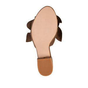 SABICA MULE BLOCK HEELS IN FAUX SUEDE - Taupe