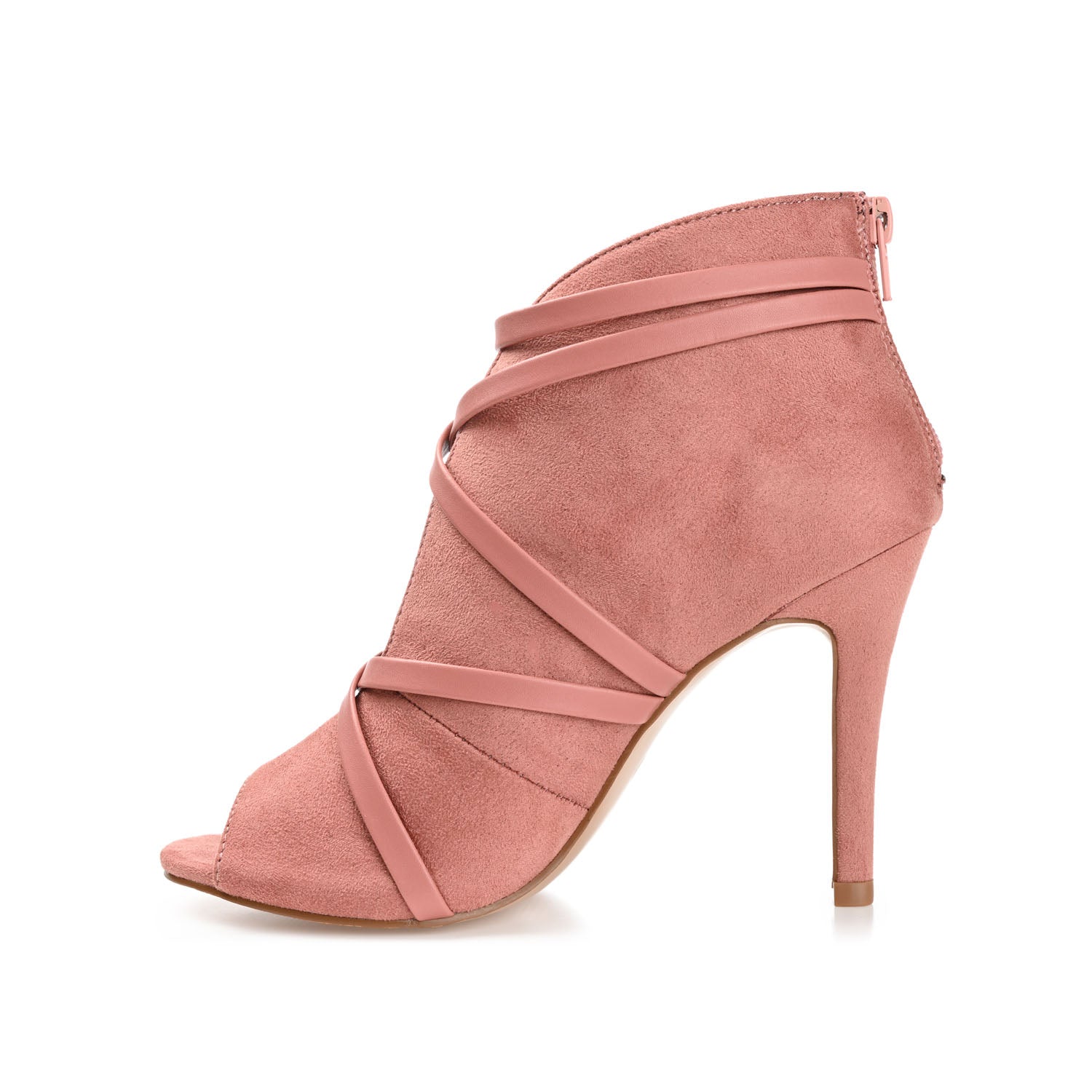 SAMARA STILETTO HEELED BOOTIES IN FAUX SUEDE - Blush
