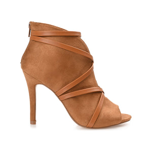 SAMARA STILETTO HEELED BOOTIES IN FAUX SUEDE - Cognac