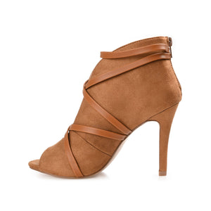 SAMARA STILETTO HEELED BOOTIES IN FAUX SUEDE - Cognac