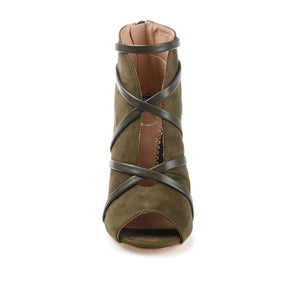 SAMARA STILETTO HEELED BOOTIES IN FAUX SUEDE - Olive