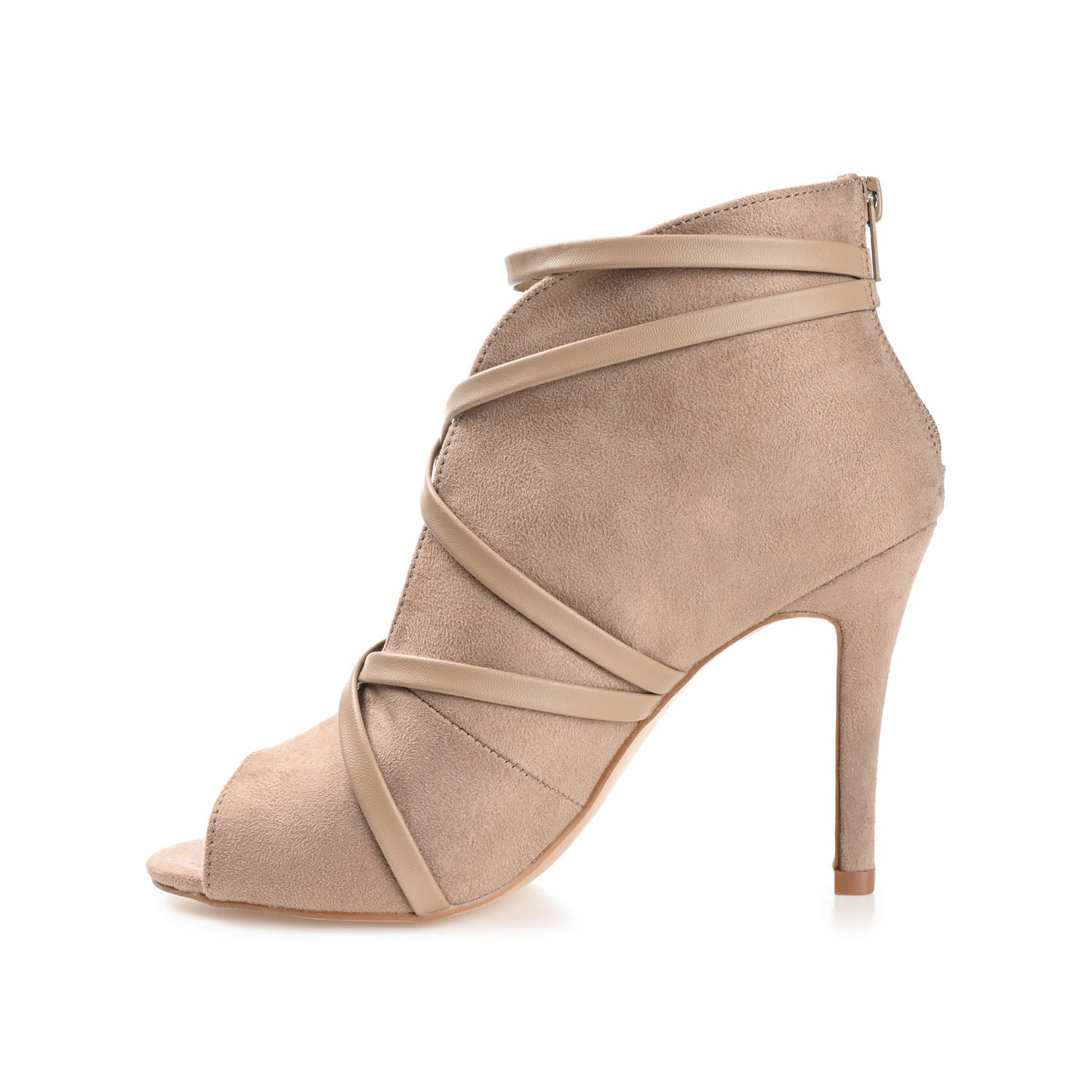 SAMARA STILETTO HEELED BOOTIES IN FAUX SUEDE - Taupe
