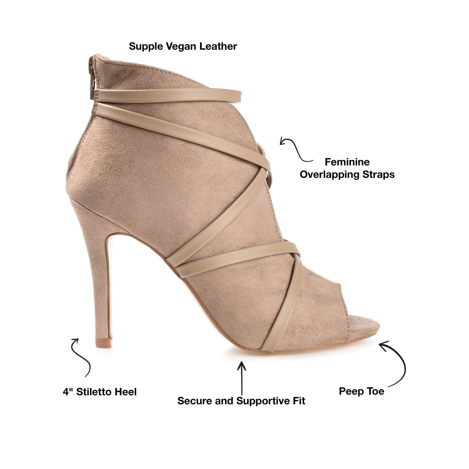 SAMARA STILETTO HEELED BOOTIES IN FAUX SUEDE - Taupe