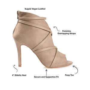 SAMARA STILETTO HEELED BOOTIES IN FAUX SUEDE - Taupe