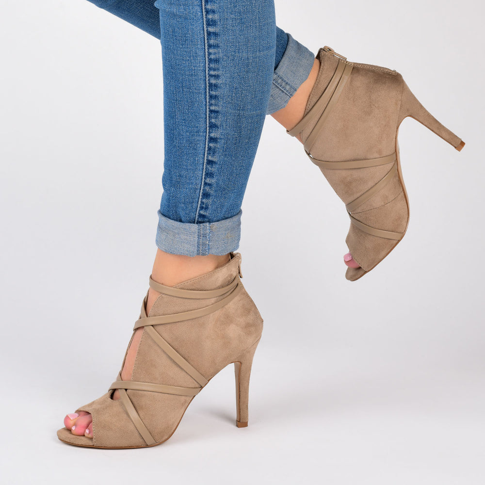 SAMARA STILETTO HEELED BOOTIES IN FAUX SUEDE