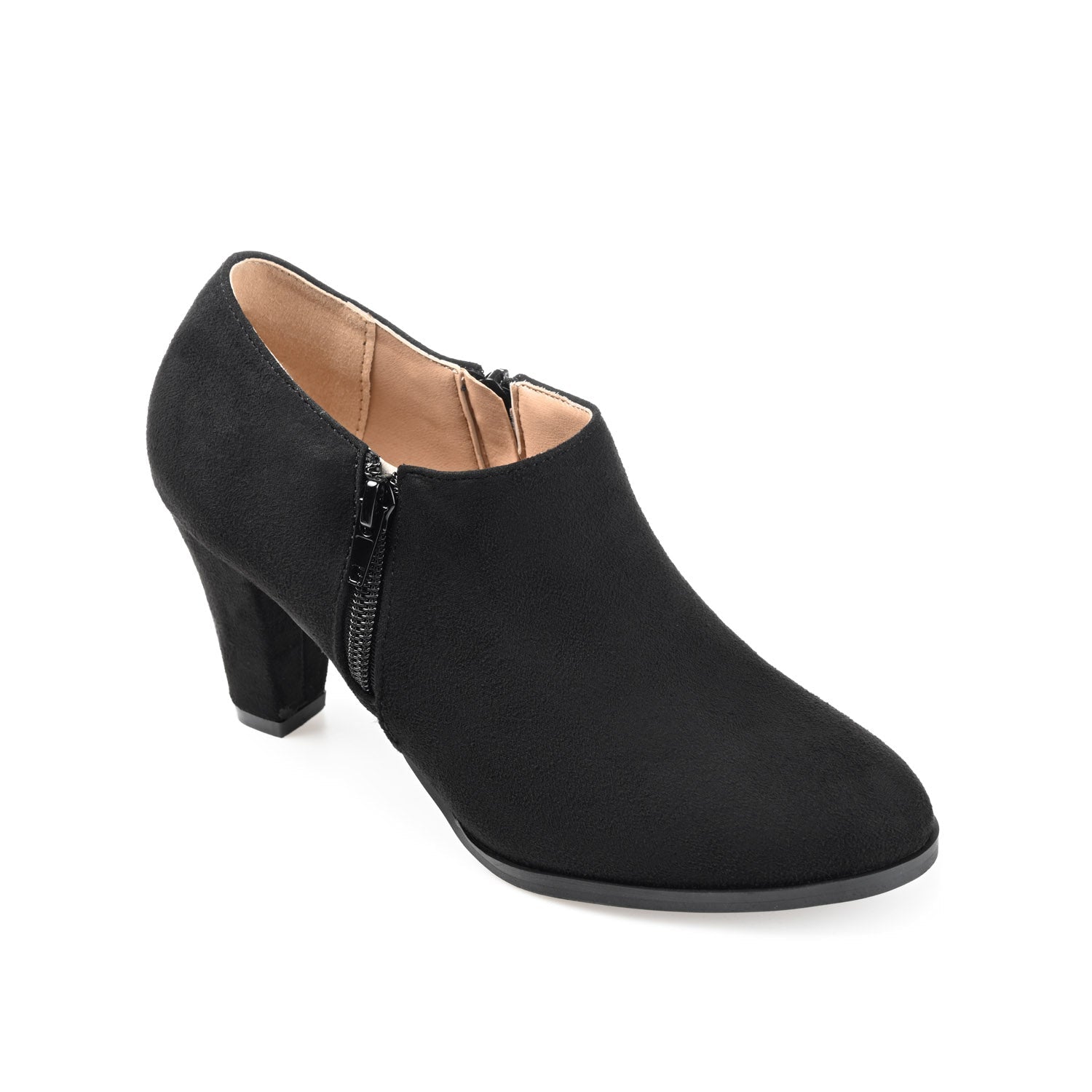 SANZI ZIP-UP BOOTIES IN FAUX SUEDE - Black